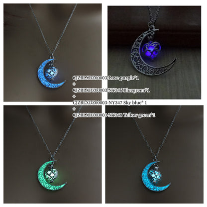 Glowing Pendant Silver Plated Chain Necklace, Valdore